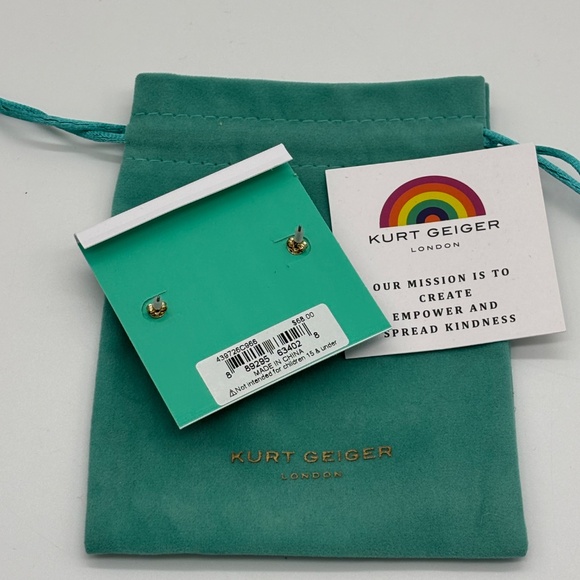 Kurt Geiger Gold Eagle Head Stud Earrings with Rainbow Crystals - Picture 4 of 4